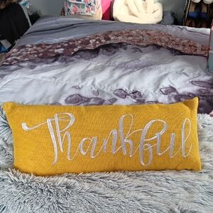 Source Unknown Yellow Thankful Pillow